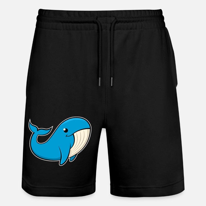 Image joyeuse d’une baleine bleue - Short de jogging bio TRAINER Stanley/Stella unisexe - noir