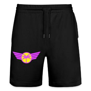 palmier logo aile armoiries emblème symbole soleil rose - Short de jogging bio TRAINER Stanley/Stella unisexe - noir - Devant - Nik (191cm) & Marisol (170cm)