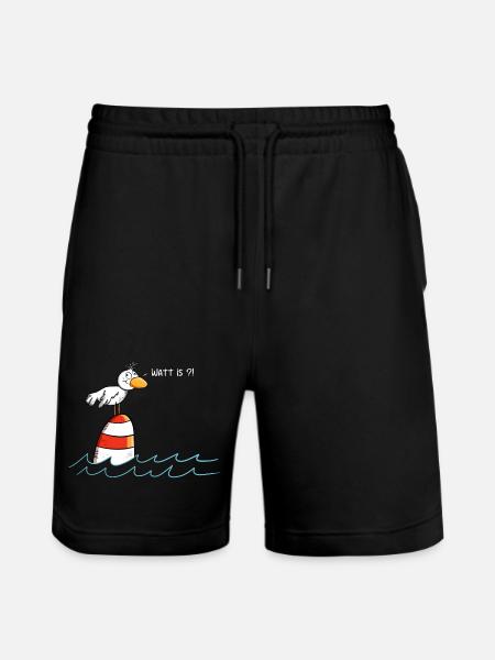 Drollige Möwe Watt Is - Stanley/Stella Unisex Bio Joggingshorts Trainer  - Schwarz