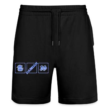 Geburt Damian - Stanley/Stella Unisex Bio Joggingshorts Trainer  - Schwarz - Vorne - Nik (191cm) & Marisol (170cm)