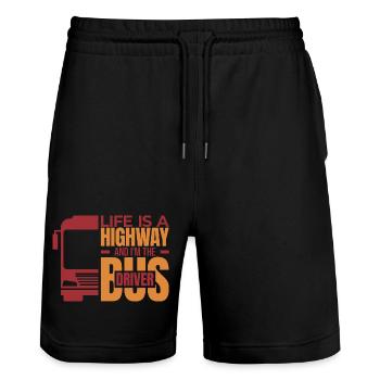 Tiefgründiger Busfahrer Spruch - Stanley/Stella Unisex Bio Joggingshorts Trainer  - Schwarz - Vorne - Nik (191cm) & Marisol (170cm)