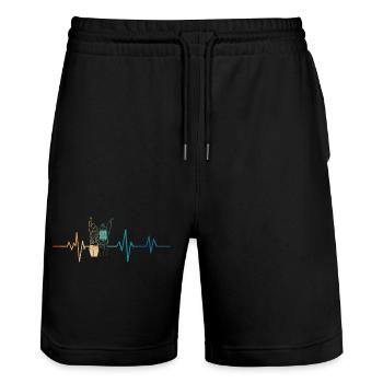 Retro Heartbeat Freundschaft - Stanley/Stella Unisex Bio Joggingshorts Trainer  - Schwarz - Vorne - Nik (191cm) & Marisol (170cm)