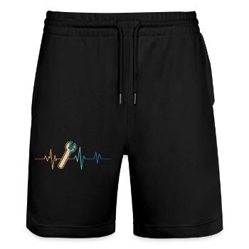 Retro Heartbeat Adjustable Wrench - Stanley/Stella Trainer Unisex Organic Jogging Shorts - black - Front - Nik (191cm) & Marisol (170cm)