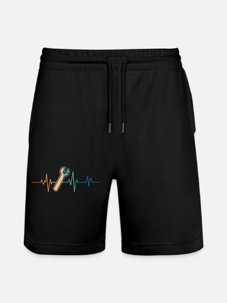 Retro Heartbeat Adjustable Wrench - Stanley/Stella Trainer Unisex Organic Jogging Shorts - black