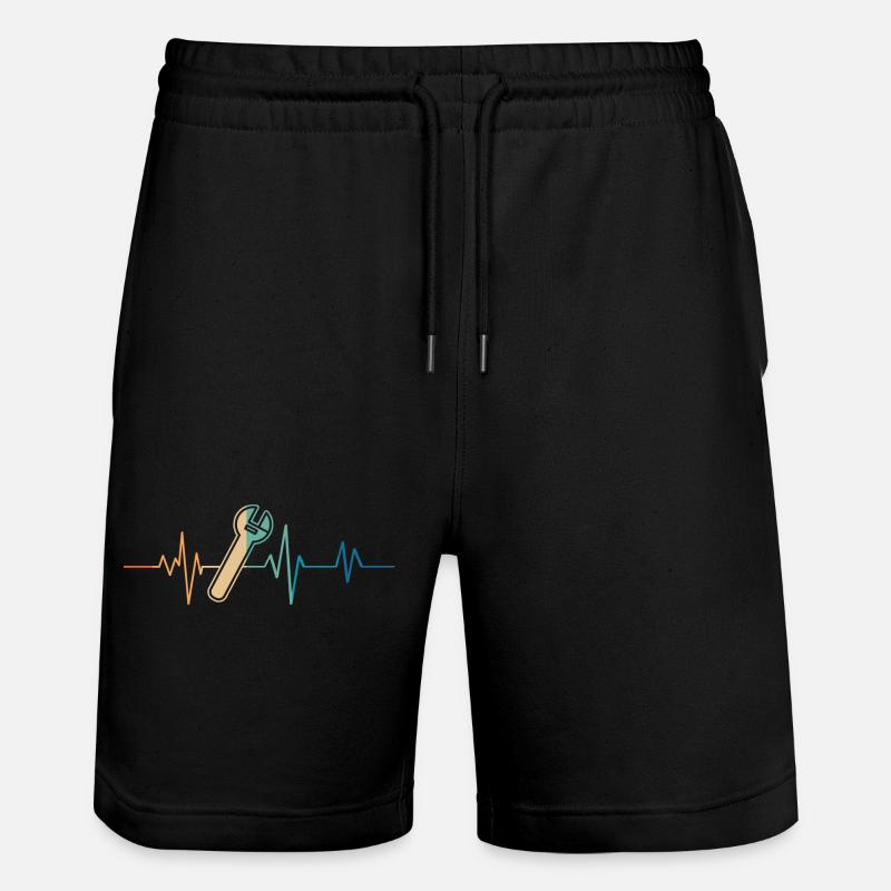 Retro Heartbeat Adjustable Wrench - Stanley/Stella Trainer Unisex Organic Jogging Shorts - black