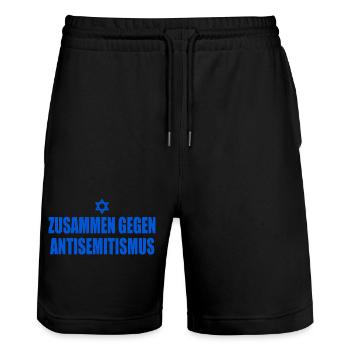 zusammen gegen antisemitismus - Stanley/Stella Unisex Bio Joggingshorts Trainer  - Schwarz - Vorne - Nik (191cm) & Marisol (170cm)