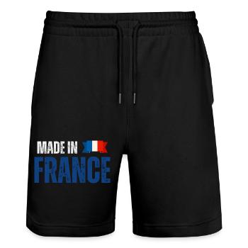 Fabriqué en France, fierté française - Short de jogging bio TRAINER Stanley/Stella unisexe - noir - Devant - Nik (191cm) & Marisol (170cm)