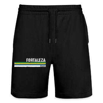 Fortaleza Brazil - Vintage Retro Fortaleza Brasil - Stanley/Stella Trainer Unisex Organic Jogging Shorts - black - Front - Nik (191cm) & Marisol (170cm)