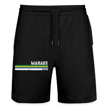 Manaus Brasil Vintage Sunset - Retro Manaus - Stanley/Stella Trainer Unisex Organic Jogging Shorts - black - Front - Nik (191cm) & Marisol (170cm)
