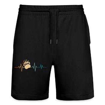 Battement de coeur rétro pattes ours - Short de jogging bio TRAINER Stanley/Stella unisexe - noir - Devant - Nik (191cm) & Marisol (170cm)