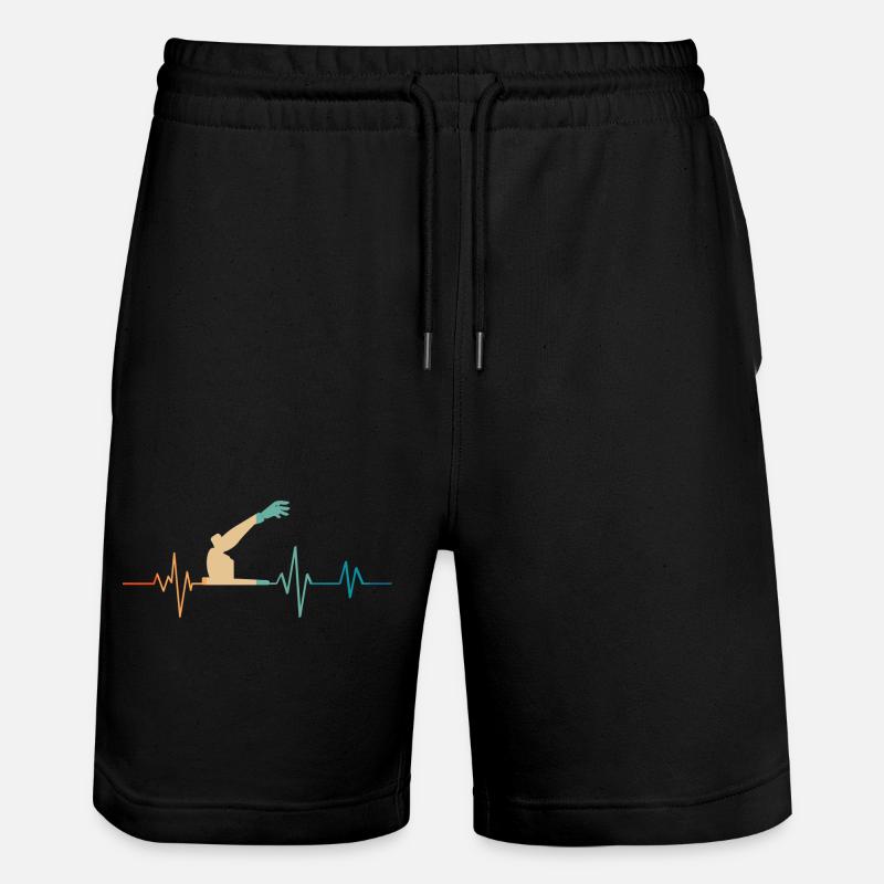 Retro Heartbeat Robotic Arm - Stanley/Stella Trainer Unisex Organic Jogging Shorts - black