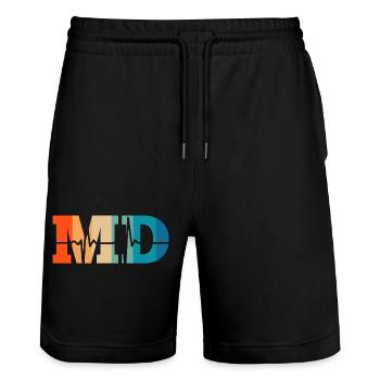 Battement de cœur rétro medical doctor - Short de jogging bio TRAINER Stanley/Stella unisexe - noir - Devant - Nik (191cm) & Marisol (170cm)