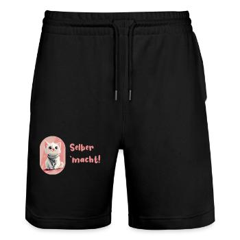 Le chat fier « le fait soi-même » - Short de jogging bio TRAINER Stanley/Stella unisexe - noir - Devant - Nik (191cm) & Marisol (170cm)