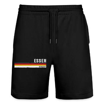 Vintage 70s 80s Style Essen, Germany Pride - Stanley/Stella Trainer Unisex Organic Jogging Shorts - black - Front - Nik (191cm) & Marisol (170cm)