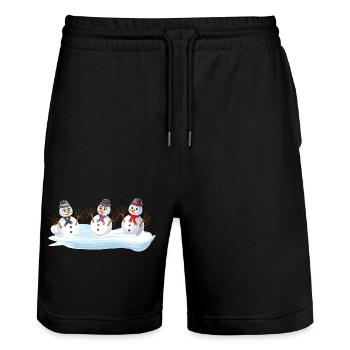 Snowmen - Snowman Christmas squad - Stanley/Stella Trainer Unisex Organic Jogging Shorts - black - Front - Nik (191cm) & Marisol (170cm)