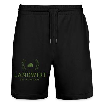 Farmer Passion Emblem - Stanley/Stella Trainer Unisex Organic Jogging Shorts - black - Front - Nik (191cm) & Marisol (170cm)