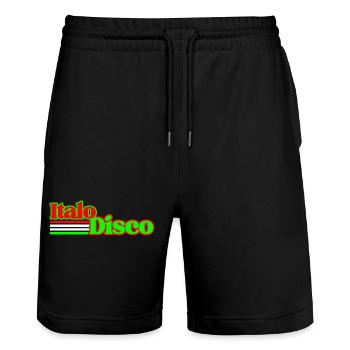 Italo Disco vintage - Stanley/Stella Trainer Unisex Organic Jogging Shorts - black - Front - Nik (191cm) & Marisol (170cm)