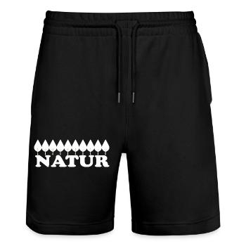 NATURE - Stanley/Stella Trainer Unisex Organic Jogging Shorts - black - Front - Nik (191cm) & Marisol (170cm)