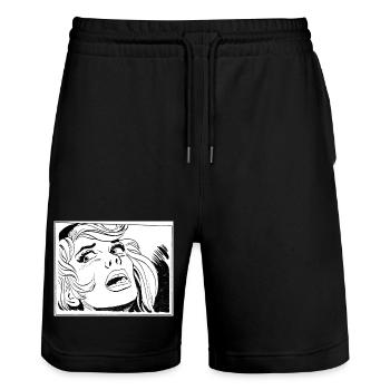 34 Fille - Short de jogging bio TRAINER Stanley/Stella unisexe - noir - Devant - Nik (191cm) & Marisol (170cm)