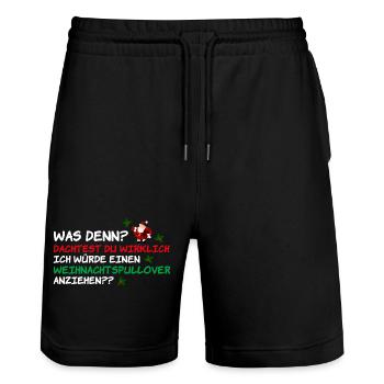 Weihnachtspullover Weihnachtsmann Weihnachten - Stanley/Stella Unisex Bio Joggingshorts Trainer  - Schwarz - Vorne - Nik (191cm) & Marisol (170cm)