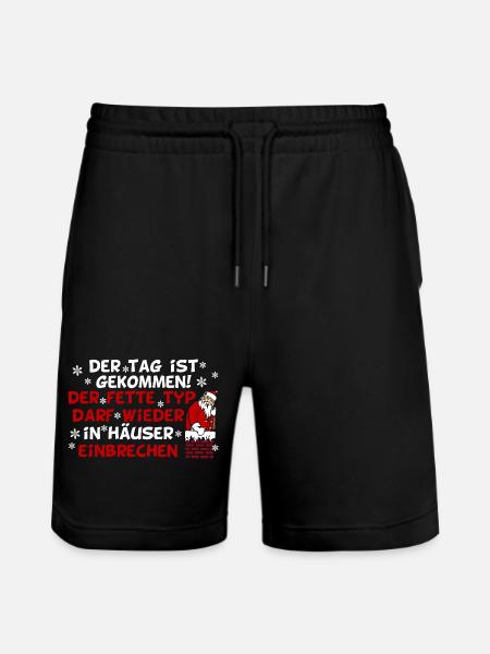 Weihnachten Dicker Weihnachtsmann - Stanley/Stella Unisex Bio Joggingshorts Trainer  - Schwarz