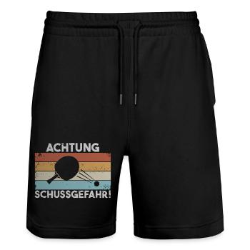 Lustiges Tischtennis Geschenk - Stanley/Stella Unisex Bio Joggingshorts Trainer  - Schwarz - Vorne - Nik (191cm) & Marisol (170cm)