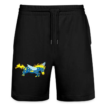 Cheval Pégase - Short de jogging bio TRAINER Stanley/Stella unisexe - noir - Devant - Nik (191cm) & Marisol (170cm)
