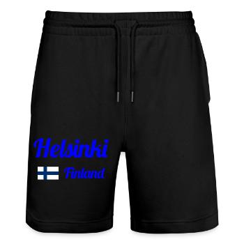 Helsinki Finnland - Stylische Drucke - Stanley/Stella Unisex Bio Joggingshorts Trainer  - Schwarz - Vorne - Nik (191cm) & Marisol (170cm)