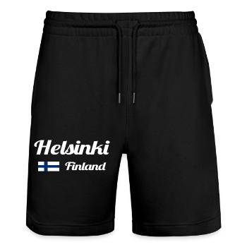 Helsinki Finnland - Stylische Drucke - Stanley/Stella Unisex Bio Joggingshorts Trainer  - Schwarz - Vorne - Nik (191cm) & Marisol (170cm)