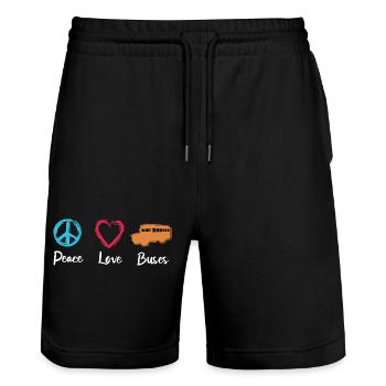 Bus de Peace Love - Short de jogging bio TRAINER Stanley/Stella unisexe - noir - Devant - Nik (191cm) & Marisol (170cm)