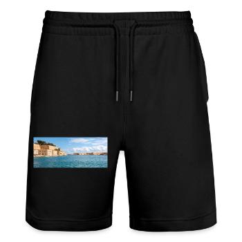 Valletta il-Belt Valletta Saluting Battery Malta - Stanley/Stella Trainer Unisex Organic Jogging Shorts - black - Front - Nik (191cm) & Marisol (170cm)