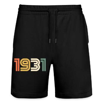 Sport Jahrgang 1931 - Stanley/Stella Unisex Bio Joggingshorts Trainer  - Schwarz - Vorne - Nik (191cm) & Marisol (170cm)