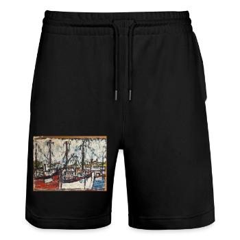 Snogebæk - Stanley/Stella Trainer Unisex Organic Jogging Shorts - black - Front - Nik (191cm) & Marisol (170cm)