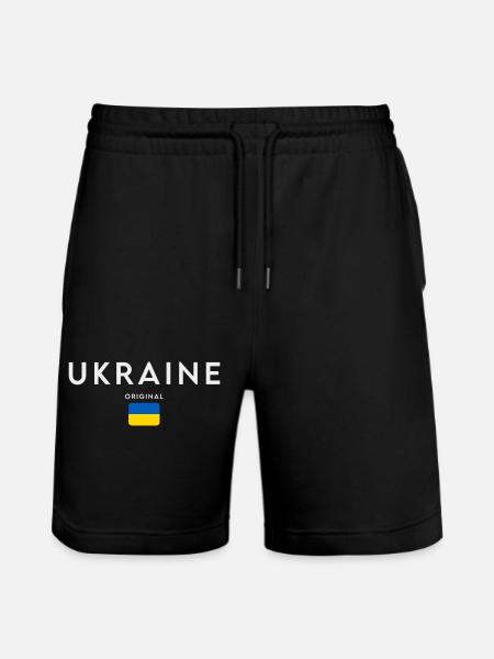 Ukrainian flag, Ukrainian pride - Stanley/Stella Trainer Unisex Organic Jogging Shorts - black