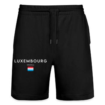 Flag of Luxembourg, Luxembourg pride - Stanley/Stella Trainer Unisex Organic Jogging Shorts - black - Front - Nik (191cm) & Marisol (170cm)