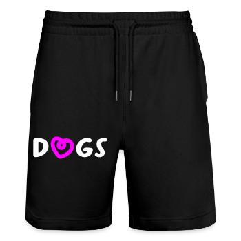 Dogs Herz Hunde Hundeliebe Liebe Love Wauwau Fan - Stanley/Stella Unisex Bio Joggingshorts Trainer  - Schwarz - Vorne - Nik (191cm) & Marisol (170cm)