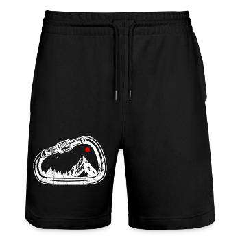 Alpine Ridge Carabiner Graphic - Stanley/Stella Trainer Unisex Organic Jogging Shorts - black - Front - Nik (191cm) & Marisol (170cm)