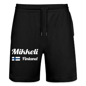 Mikkeli Finnland - Stylische Drucke - Stanley/Stella Unisex Bio Joggingshorts Trainer  - Schwarz - Vorne - Nik (191cm) & Marisol (170cm)