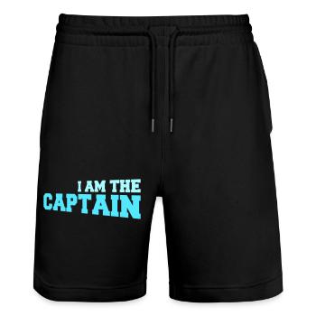 I Am the Captain Segler Spruch Text Zitat Logo - Stanley/Stella Unisex Bio Joggingshorts Trainer  - Schwarz - Vorne - Nik (191cm) & Marisol (170cm)