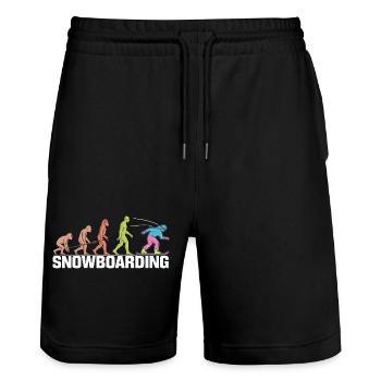 Die Evolution des Snowboard-Designs - Stanley/Stella Unisex Bio Joggingshorts Trainer  - Schwarz - Vorne - Nik (191cm) & Marisol (170cm)