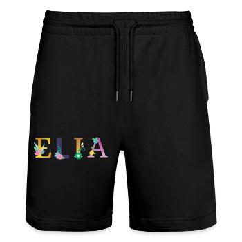 ELIA Name Adorned with Flowers - Stanley/Stella Trainer Unisex Organic Jogging Shorts - black - Front - Nik (191cm) & Marisol (170cm)
