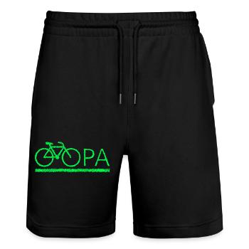bester Opa Fahrrad Mountainbike Radeln Kritzeln - Stanley/Stella Unisex Bio Joggingshorts Trainer  - Schwarz - Vorne - Nik (191cm) & Marisol (170cm)