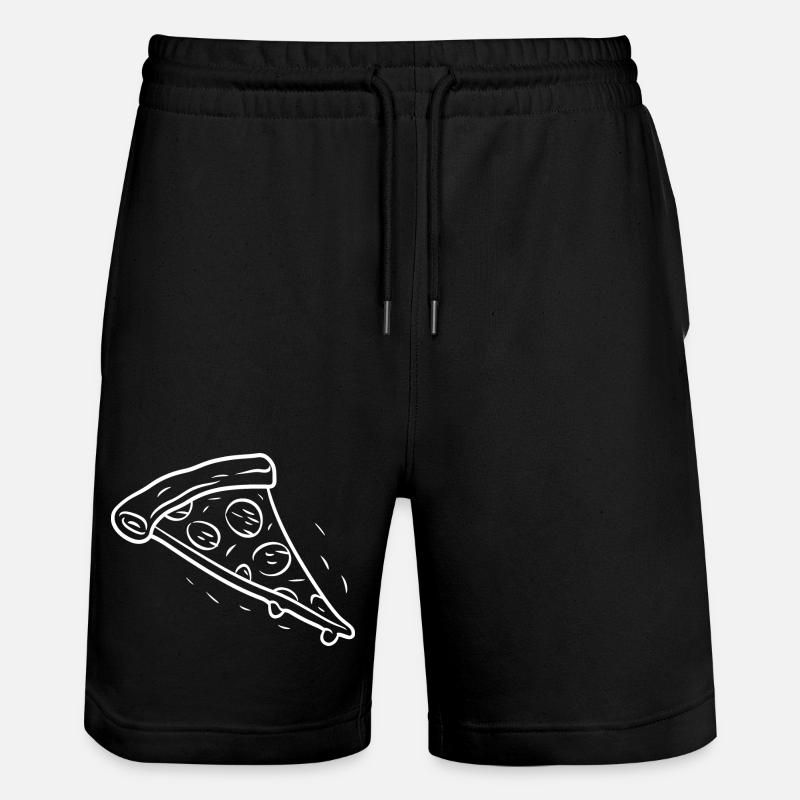 Pizza Slice Line Drawing - Stanley/Stella Trainer Unisex Organic Jogging Shorts - black
