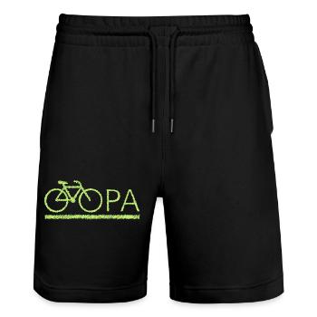 bester Opa Fahrrad Mountainbike Radeln Kritzeln - Stanley/Stella Unisex Bio Joggingshorts Trainer  - Schwarz - Vorne - Nik (191cm) & Marisol (170cm)
