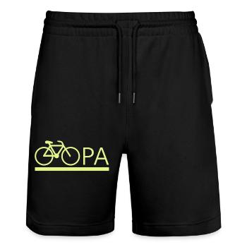 bester Opa Fahrrad Mountainbike Radeln Kritzeln - Stanley/Stella Unisex Bio Joggingshorts Trainer  - Schwarz - Vorne - Nik (191cm) & Marisol (170cm)