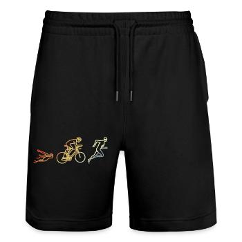 Triathlete Vintage Style - Stanley/Stella Trainer Unisex Organic Jogging Shorts - black - Front - Nik (191cm) & Marisol (170cm)