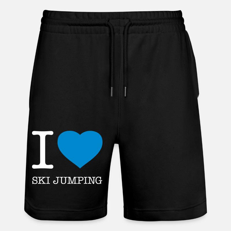 I LOVE SKI JUMPING - Stanley/Stella Unisex Bio Joggingshorts Trainer  - Schwarz