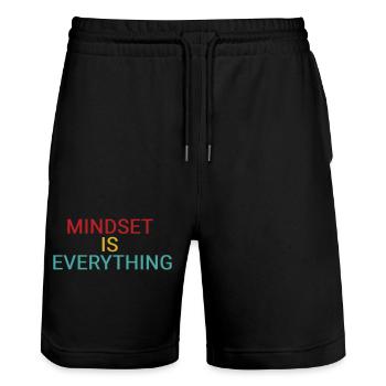 Mindset ist alles - Stanley/Stella Unisex Bio Joggingshorts Trainer  - Schwarz - Vorne - Nik (191cm) & Marisol (170cm)