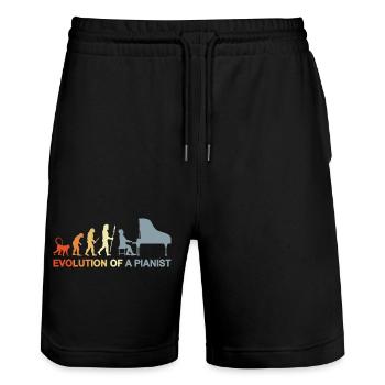 Évolution du piano - Short de jogging bio TRAINER Stanley/Stella unisexe - noir - Devant - Nik (191cm) & Marisol (170cm)