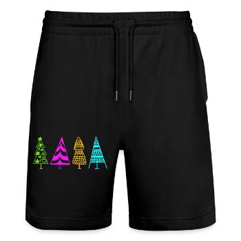 Illustration d’arbre de Noël coloré - Short de jogging bio TRAINER Stanley/Stella unisexe - noir - Devant - Nik (191cm) & Marisol (170cm)